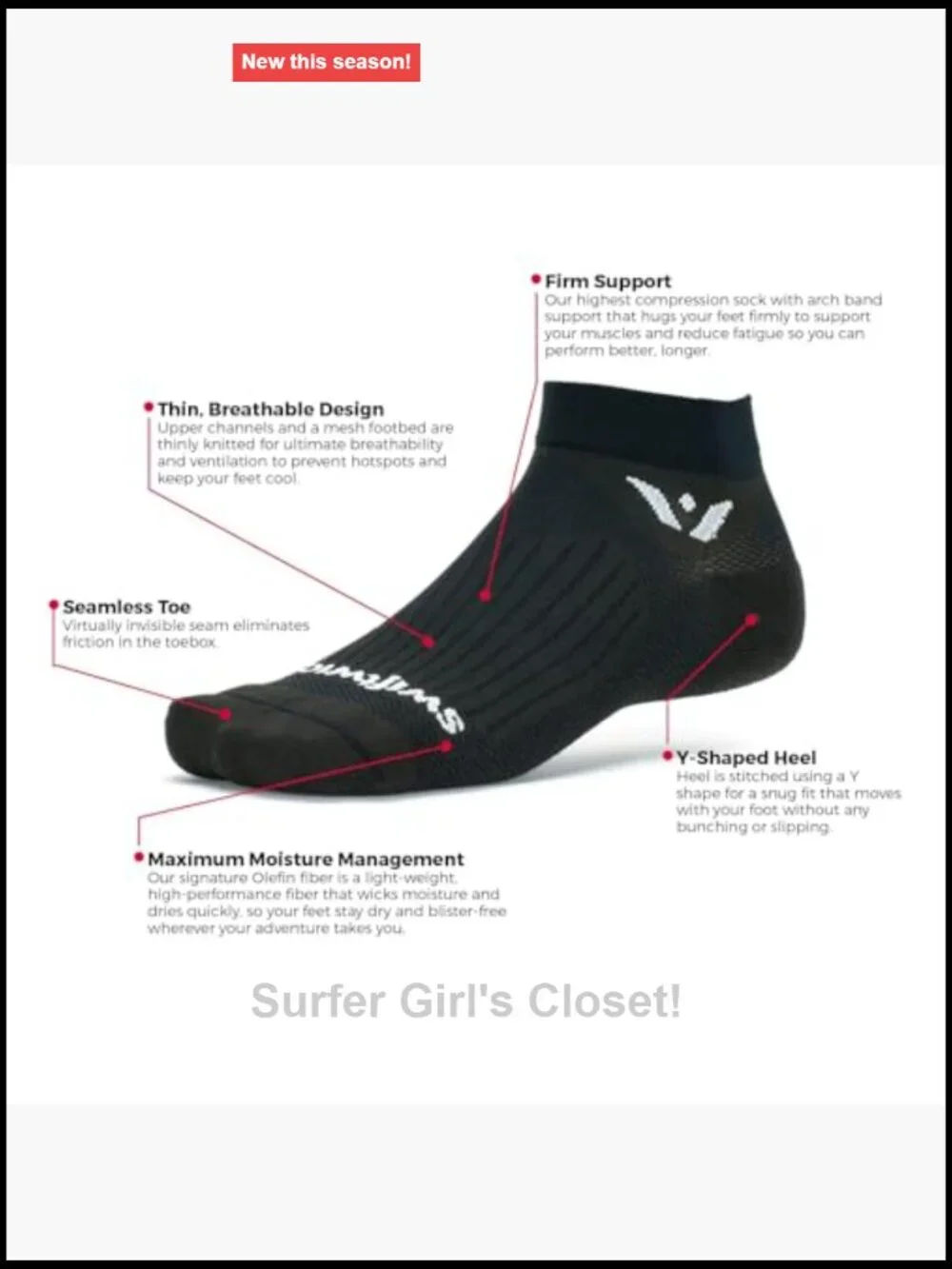 3 Pairs Ankle Running & Cycling Socks Moisture Wicking Non Slip Support